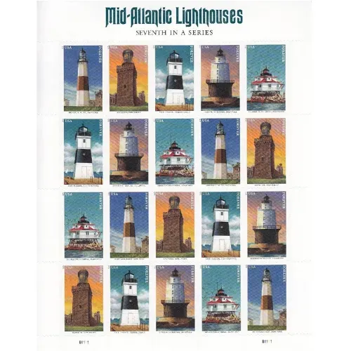 Mid Atlantic Lighthouses 2021 - 5 Sheets 100 Pcs Unused Stamps for Mailing